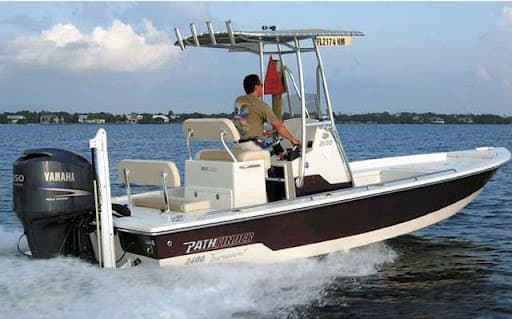 The Pathfinder running across open water